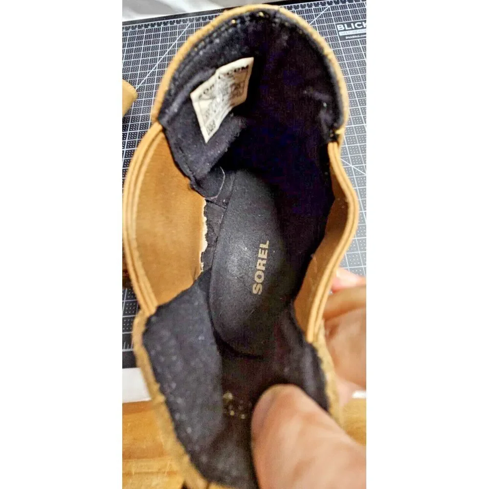 SOREL Lea wedge‎ Joan of Arctic boots woman 8.5 Tal leather slip on